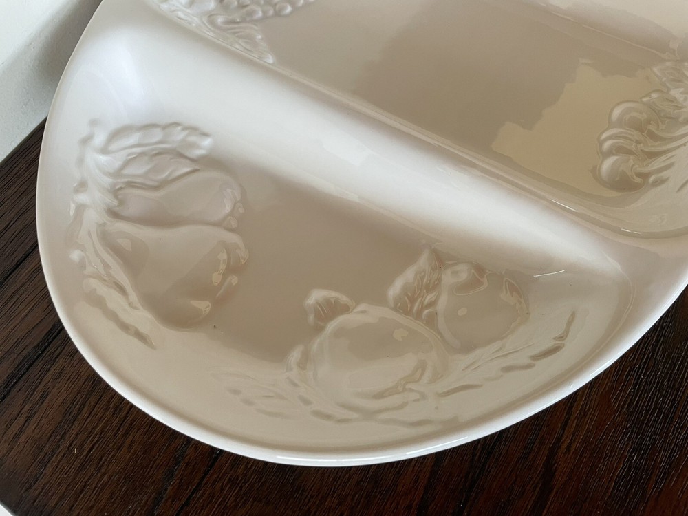 Nature cream three-segment divided serving tray