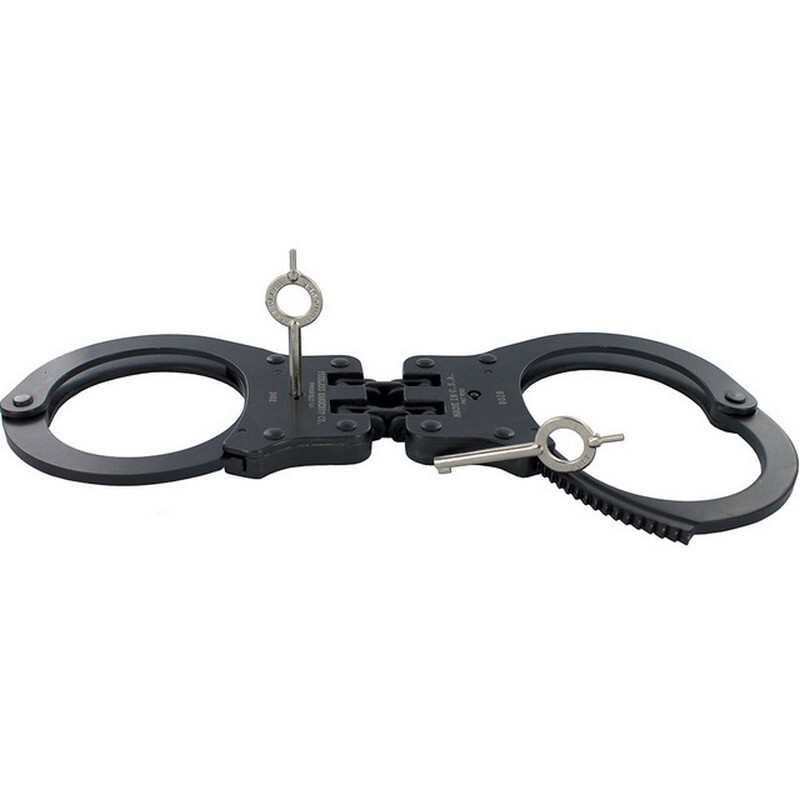 Peerless Model 802C Hinge-Linked Handcuffs & Keys 801P Cuffs, Black Oxide