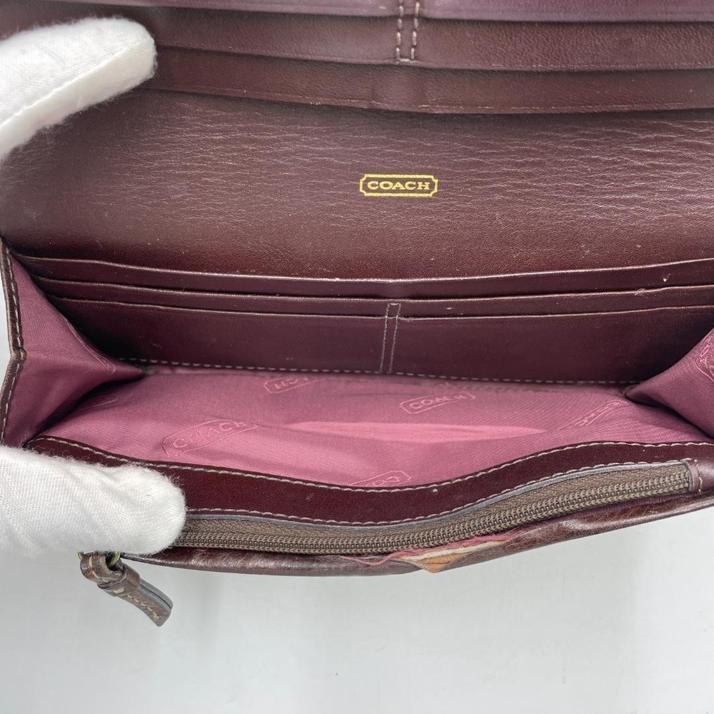 Authentic Coach Long Wallet, Canvas, Brown Signature