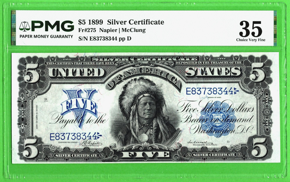 1899 💲5  SILVER  CERTIFICATE 💸 CHIEF NOTE  💸 PMG 35