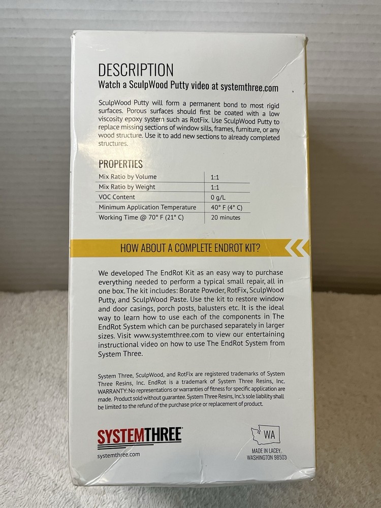 System Three Sculpwood Putty/Endrot System Moldable Epoxy Putty 2-Quart Kit