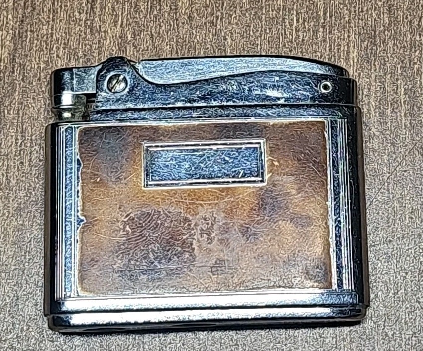 Vintage Working Ronson ADONIS Silver Tone Tortoise Shell Lighter