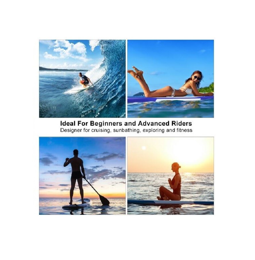 Blue & White 10' Inflatable Paddle Board / Surfboard SUP with Adjustable Paddle