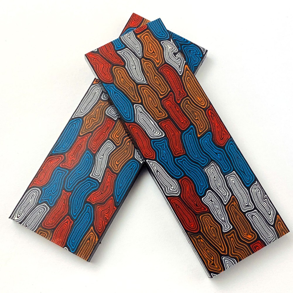 1/2X G10 Damascus Turtle Shell Pattern Knife Material Handle Scale Blanks Supply