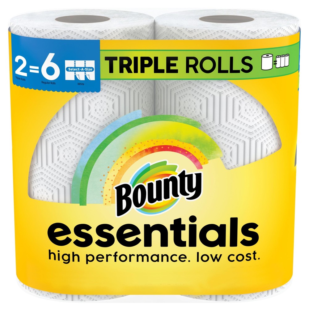 Bounty Essentials Select-A-Size Paper 2 Rolls (162 Sheets per Roll), White