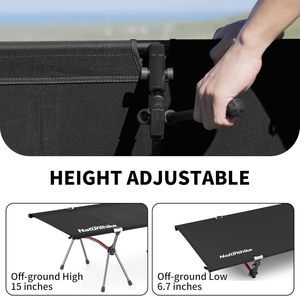 Naturehike ArmyWild Folding Camping Cot, Height Adjustable