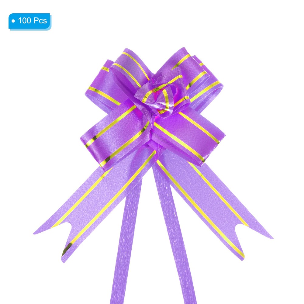 100Pcs 8" Pull Bows Gift Wrapping Pull Bow Basket Present Bow Ribbon Purple