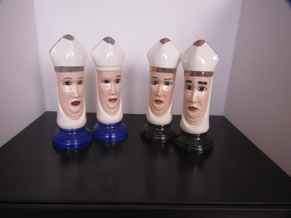 Mid-Century Hand Painted Chess Set