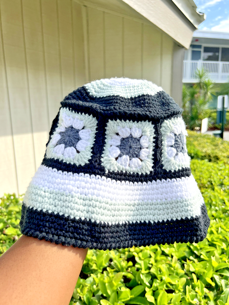handmade knitted unisex bucket hat - reversible
