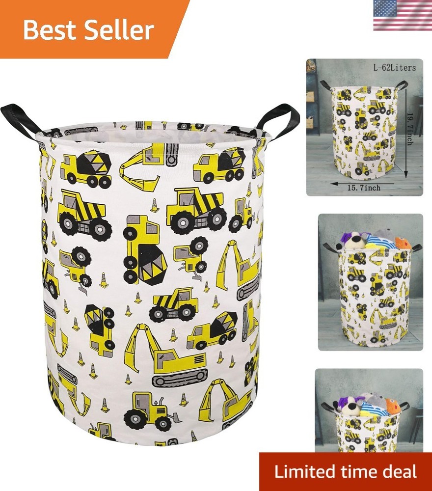 Versatile Round Storage Basket - Waterproof Hamper with Handles, 62.8L Capacity