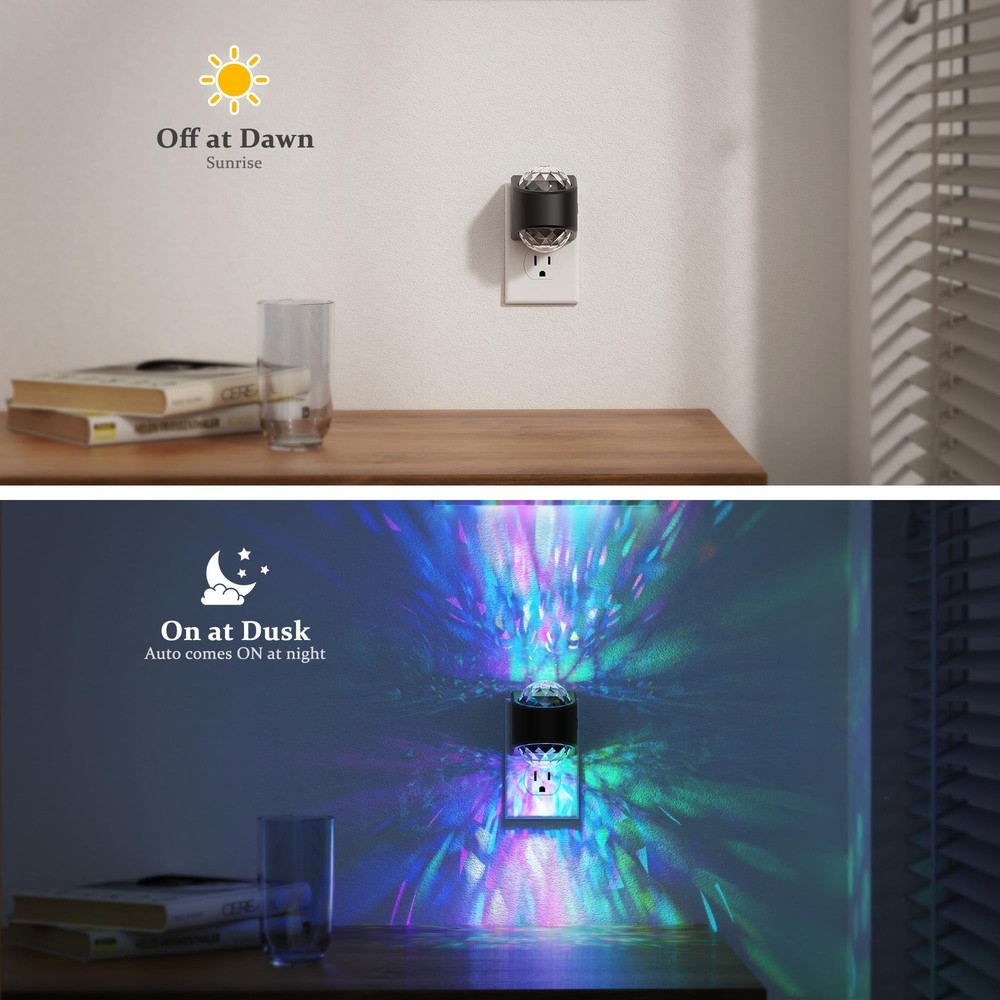 Night Lights Plug into Wall,2 Pack Star Projector RGB Night Light with 9 Colo...