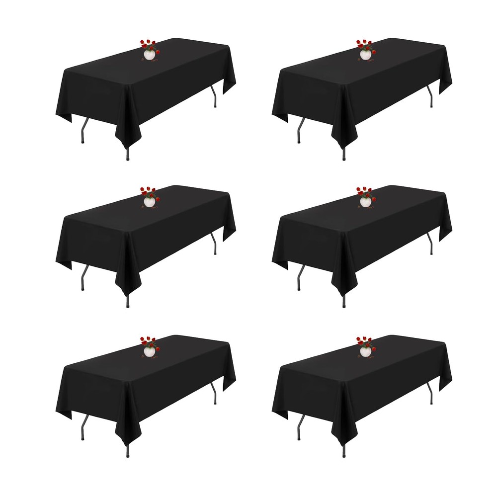 Blissource 6 Pack Black Tablecloth Rectangle Table 60x84 Inch,Rectangle Table Cl
