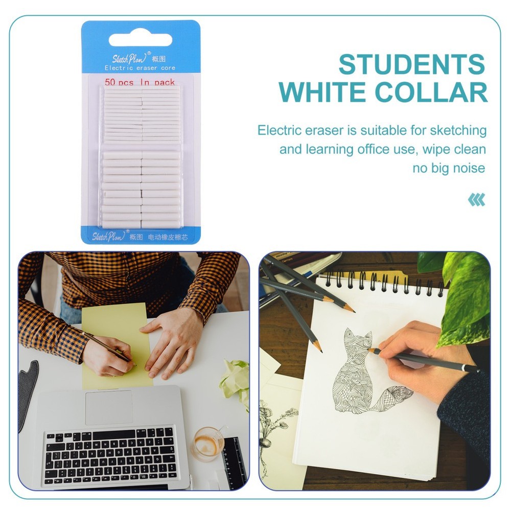 100 Pcs Eraser Refills Pencil Erasers Automatic Replacement Core Electric