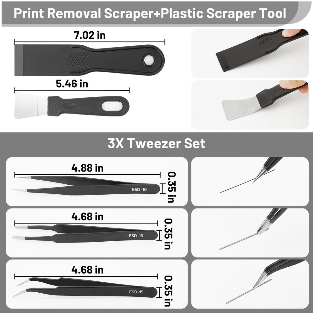 3D Printer Tools Kit Essential, Basic Tool Kit Accessories, 3D Printer Deburr...