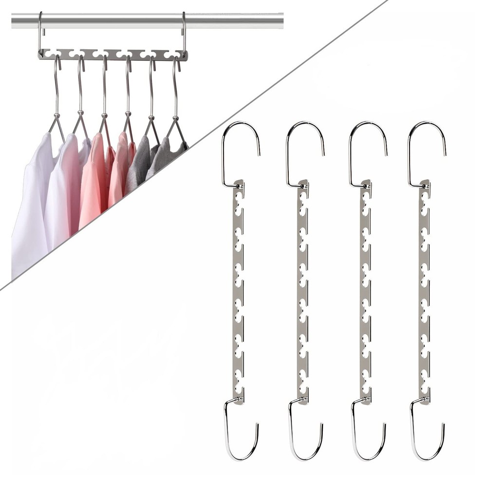 Magicool 8 Pack Metal Magic Cascading Hanger Space Saving Hangers Closet Orga...