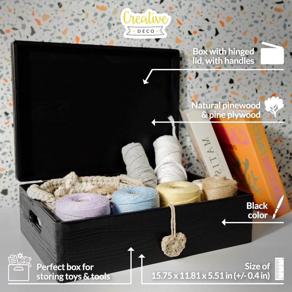 Black Wooden Box XL | Kitchen Document Organizer