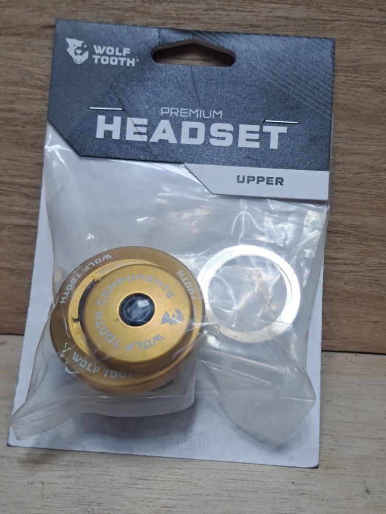 Wolf Tooth Headsets - Integrated Upper IS41/28.6, 8mm Stack, Gold / Knock-Block