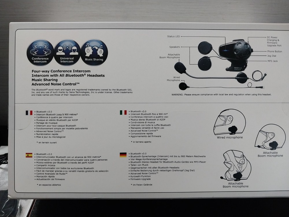 Sena SMH10-11 Motorcycle Bluetooth Headset & Intercom System & New Helmet Kit