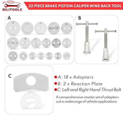 Brake Caliper Compression Tool, 22-Piece Heavy Duty Disc Brake Caliper Piston