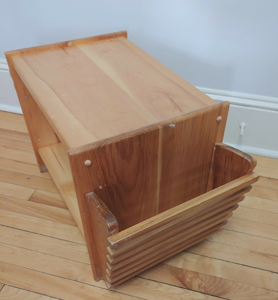 Solid Wood Handmade Magazine Rack Side Table Unique Rare