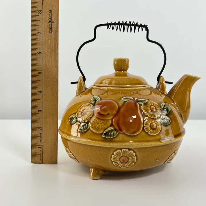 50s Yellow Fruit & Flowers Teapot