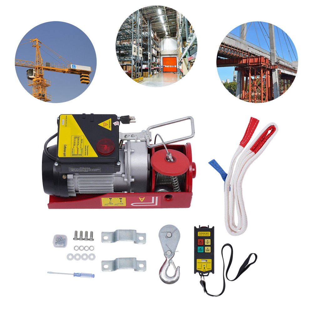 2200LBS Electric Hoist Winch Engine Crane with Wired Remote 110V