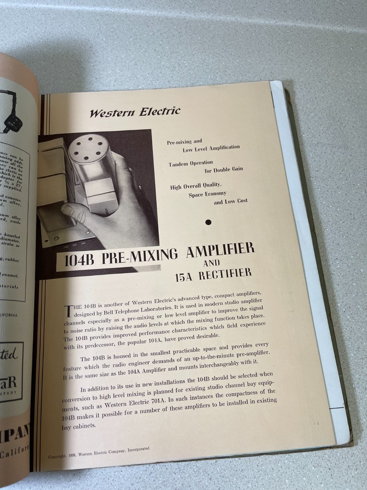 Western Electric Speech Input Equipment Catalgue