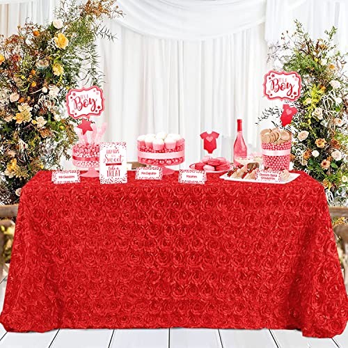 Rosette Tablecloth Wedding Decorations 90x156 156" x 90" (Rectangular) Red