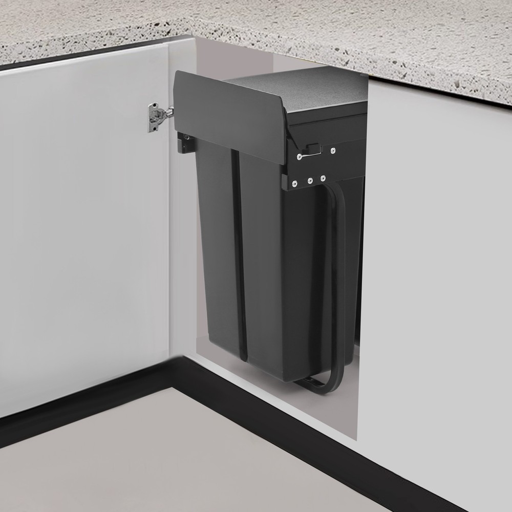 Kitchen Pull Out Under Cabinet Trash Can Garbage Can with Two Buckets(10L + 20L)