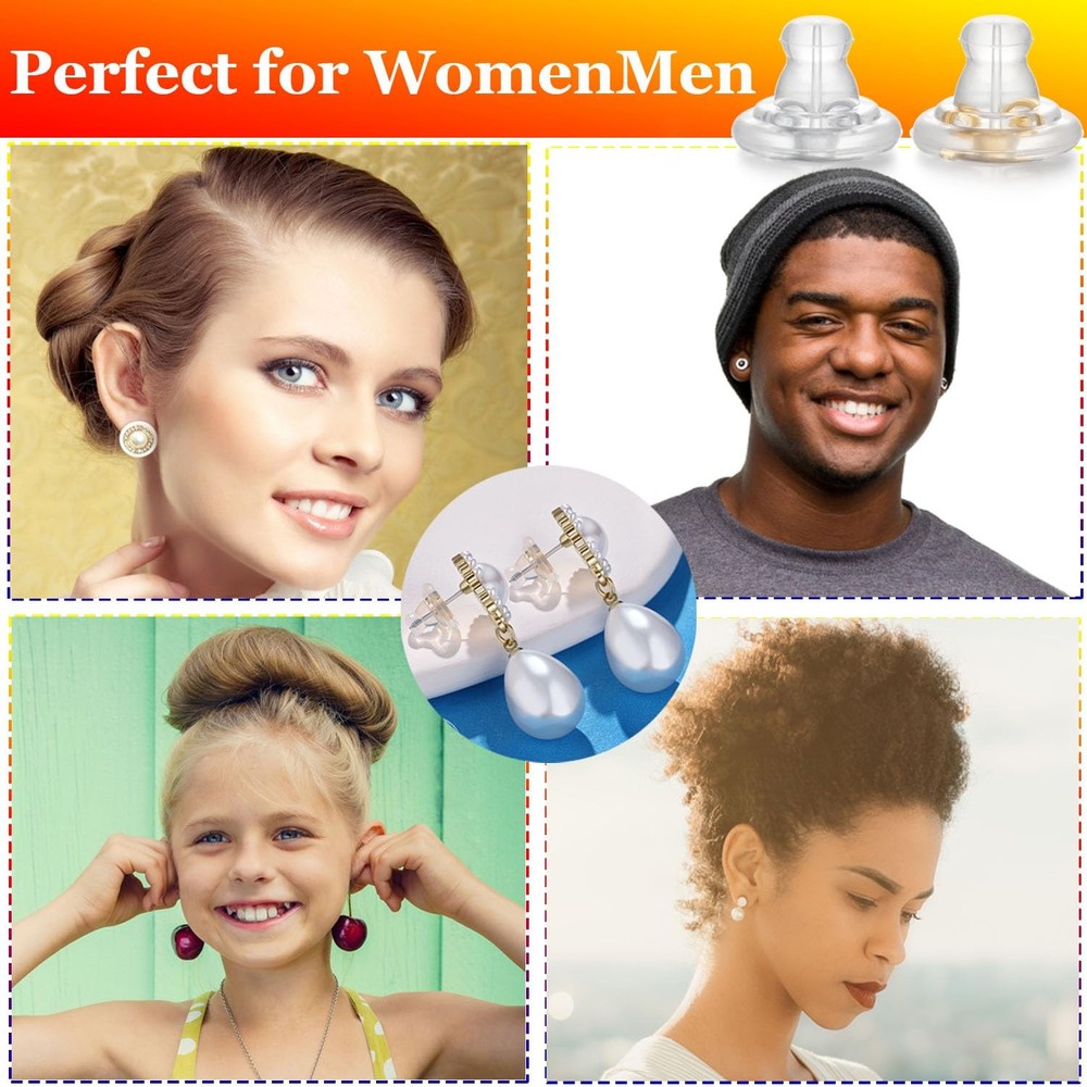 Earring Backs,18K Gold Silicone Earring Backs Replacements for Studs/Droopy