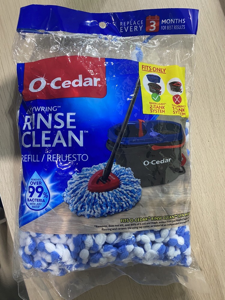 O-Cedar EasyWring RinseClean Spin Mop Microfiber Genuine Refill Blue and White