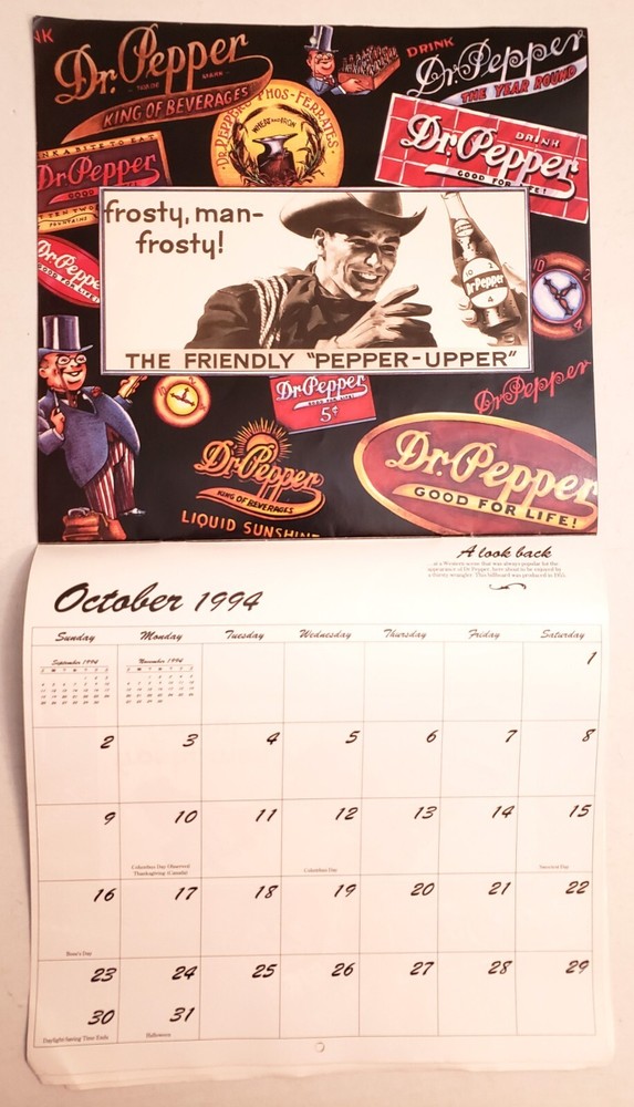 1994 Nostalgic Dr Pepper Calendar A Look Back...