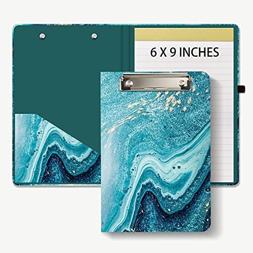 Mini Clipboard Folio with Refillable Lined Notepad and Interior Storage
