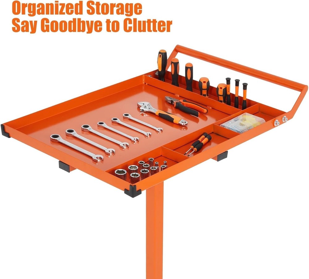 Workbench with Wheels, Heavy Duty Mobile Tool Table AdjustabLE Steel Portable