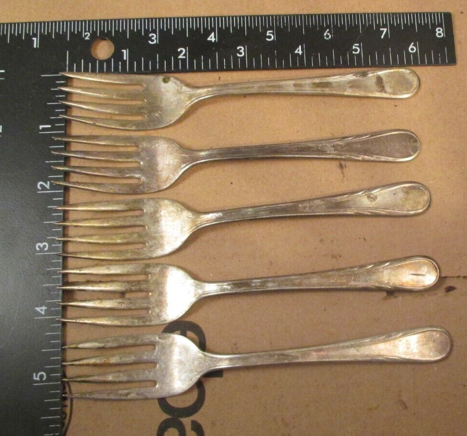 5 International Silver Argyle  Salad Forks  6"