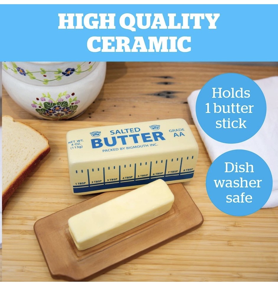 Novelty Butter Dish with Ceramic Stick-Shaped Lid Kitchenware Dining New