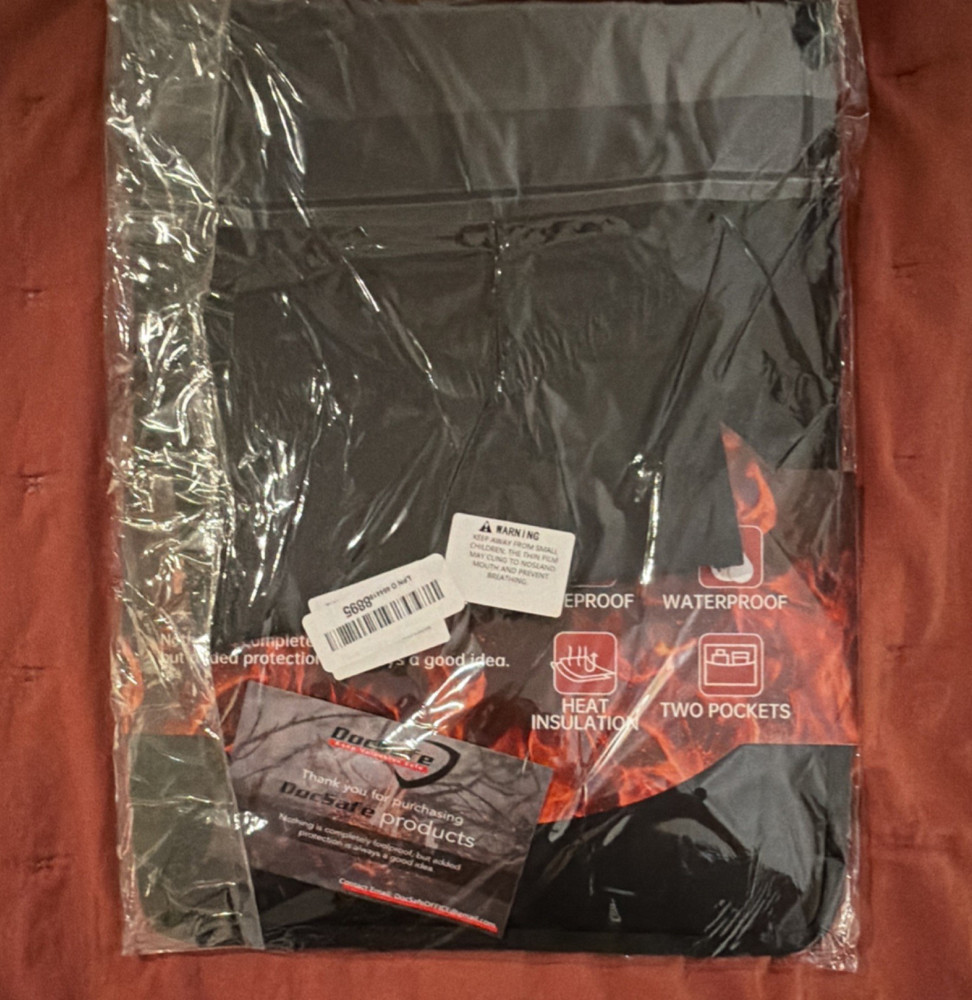 DocSafe Large Fireproof Waterproof Document Bag, 2 Pockets, Zipper, Black