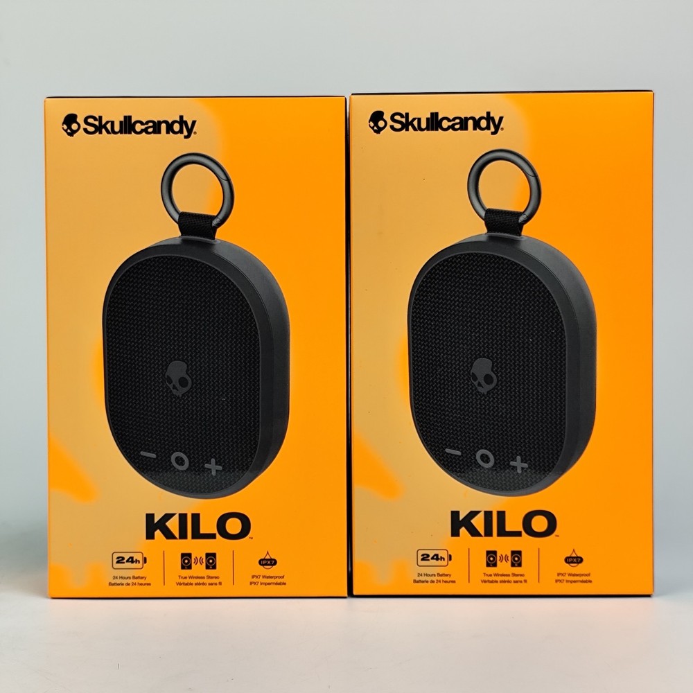 Skullcandy Kilo Wireless Bluetooth Speaker with Case Bundle, 2-pack, Color Black