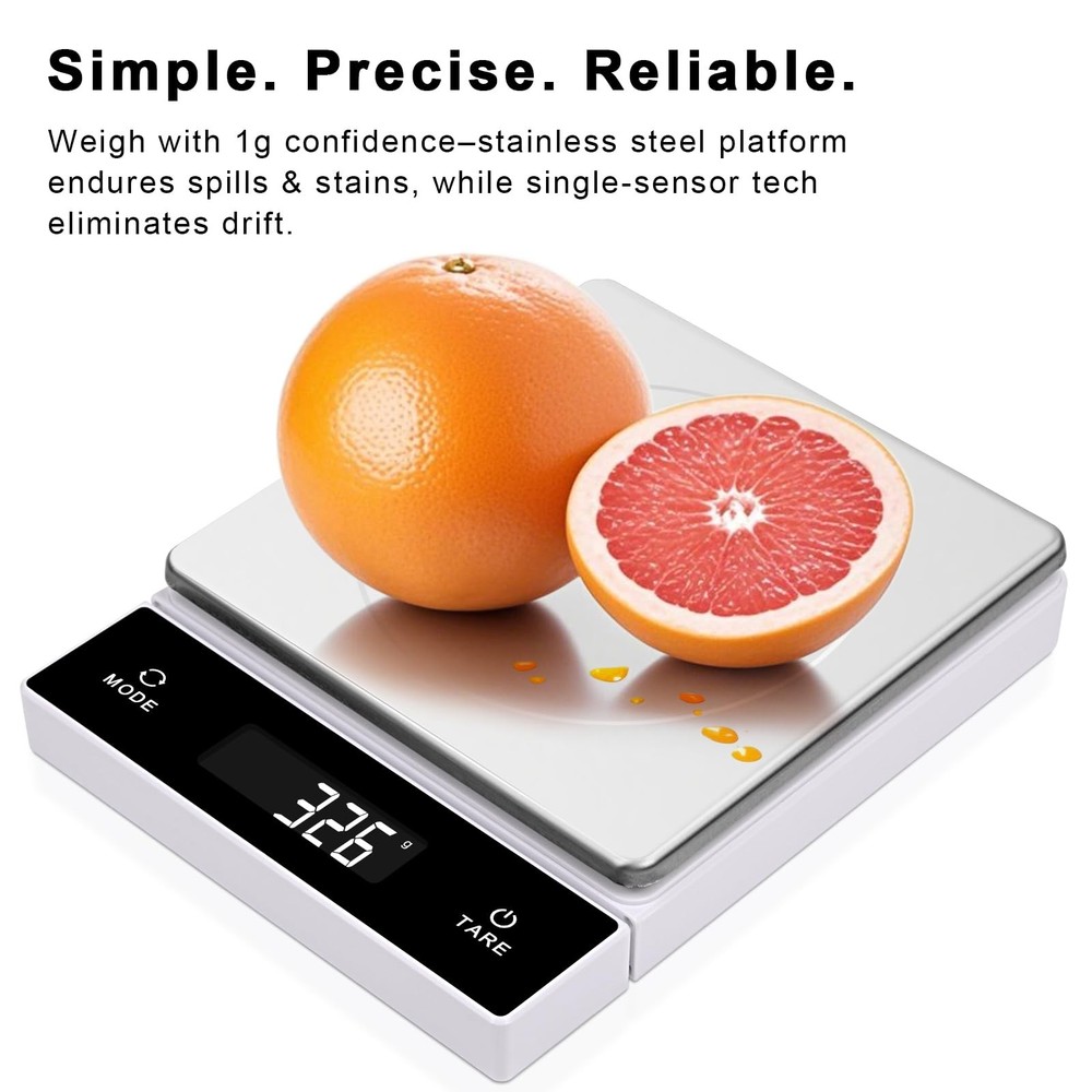 Digital Kitchen Scale, 11-Pound Stainless Steel Food Scale with Pull-Out Display