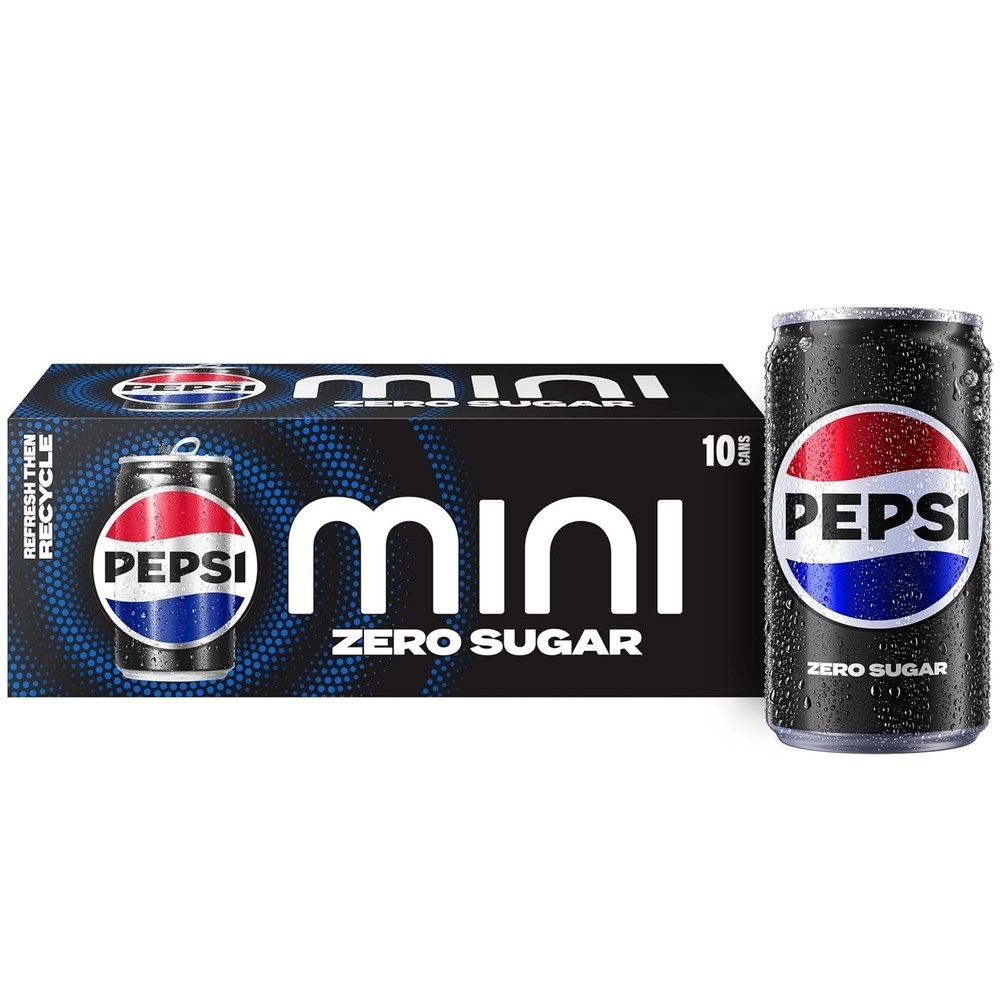 Zero Sugar Cola Soda Pop, 7.5 Ounce Mini Cans, 10 Pack