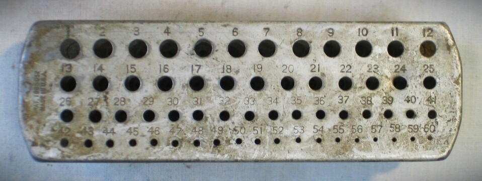 Vintage Numbered Drill Index