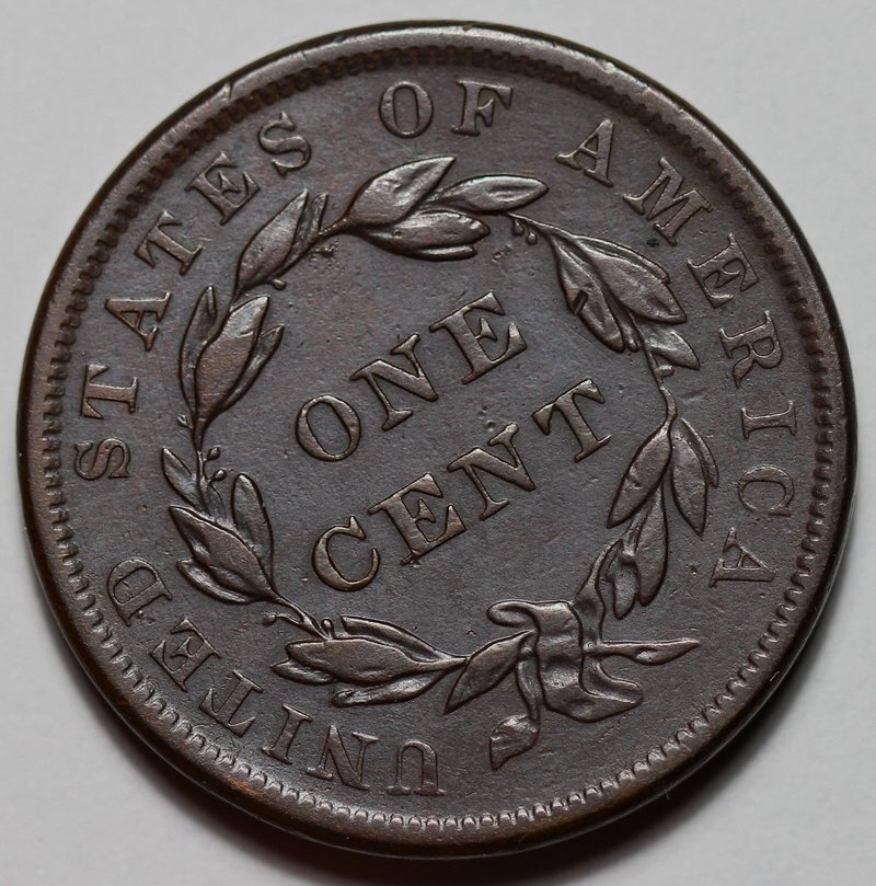 1839 Coronet Head Large Cent - Booby Head - US 1c Copper Coin