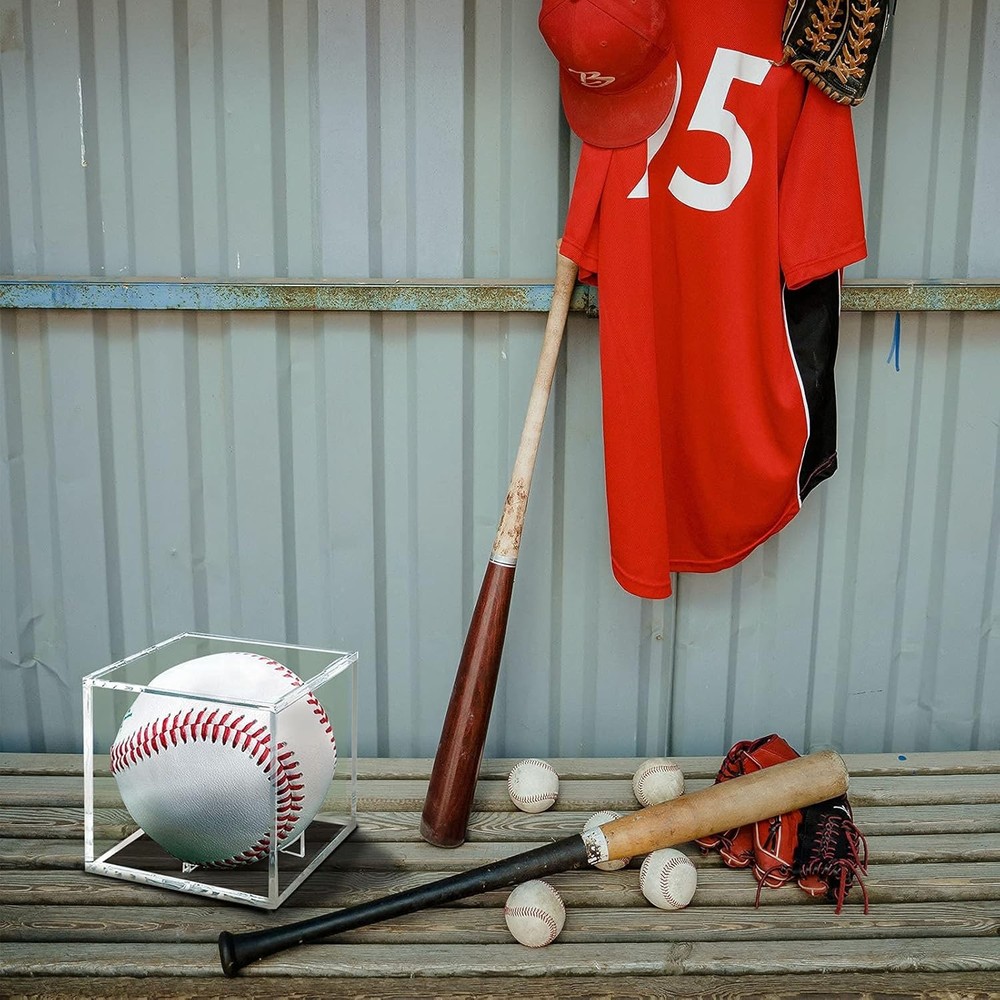 2 Pack Baseball Display Case UV Protected Acrylic TWO PACK, Clear-2