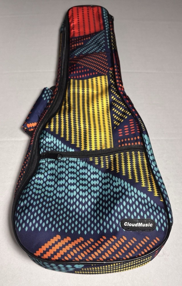 CloudMusic Multicolor Fabric Ukulele Bag with Carry Strap, Handle, Zipper, Lined