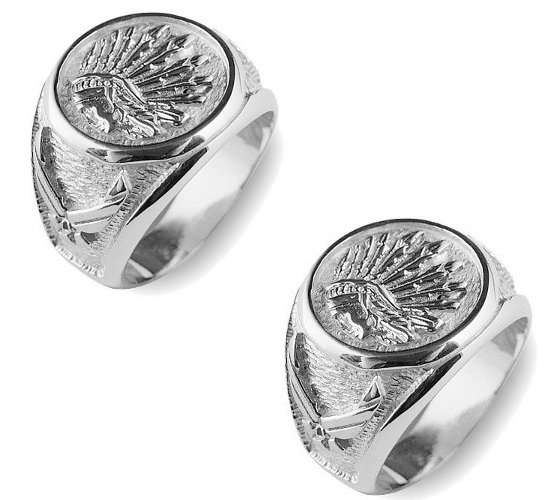 Chief Master Sergeant Ring CMSgt U.S. Air Force, Real Silver, Solid (Female)
