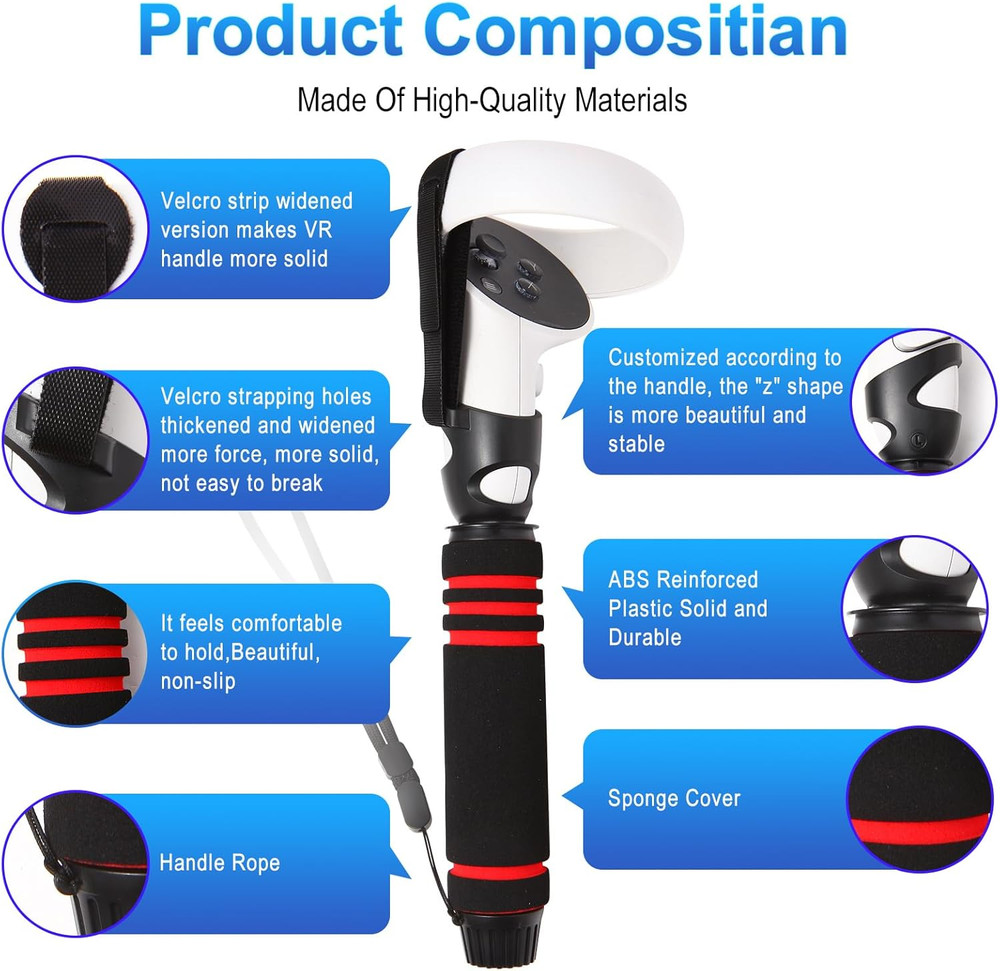 Gorilla Tag Long Arms Accessories for Oculus Quest 2,VR Controller Extension Gri