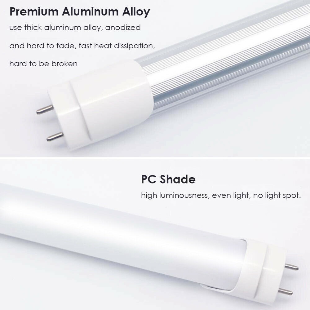 8 Pack Dual Row T8 4FT LED Tube Light Bulbs 28W G13 Bi-Pin 6500K LED Shop Light