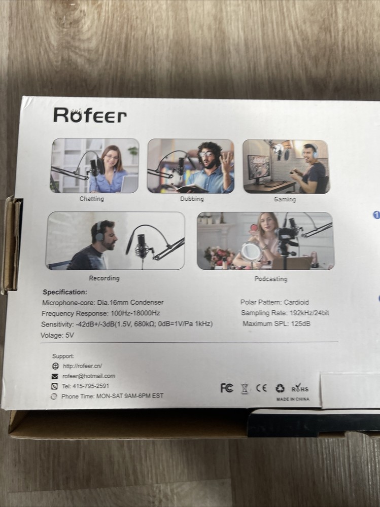 Rofeer Microphone Set Professional USB Condenser Open Box Never Used Complete