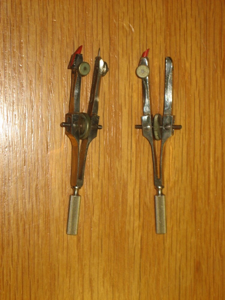 ALVIN CO. GERMANY DRAFTING TOOLS COMPASS DIVIDER SET OF 2