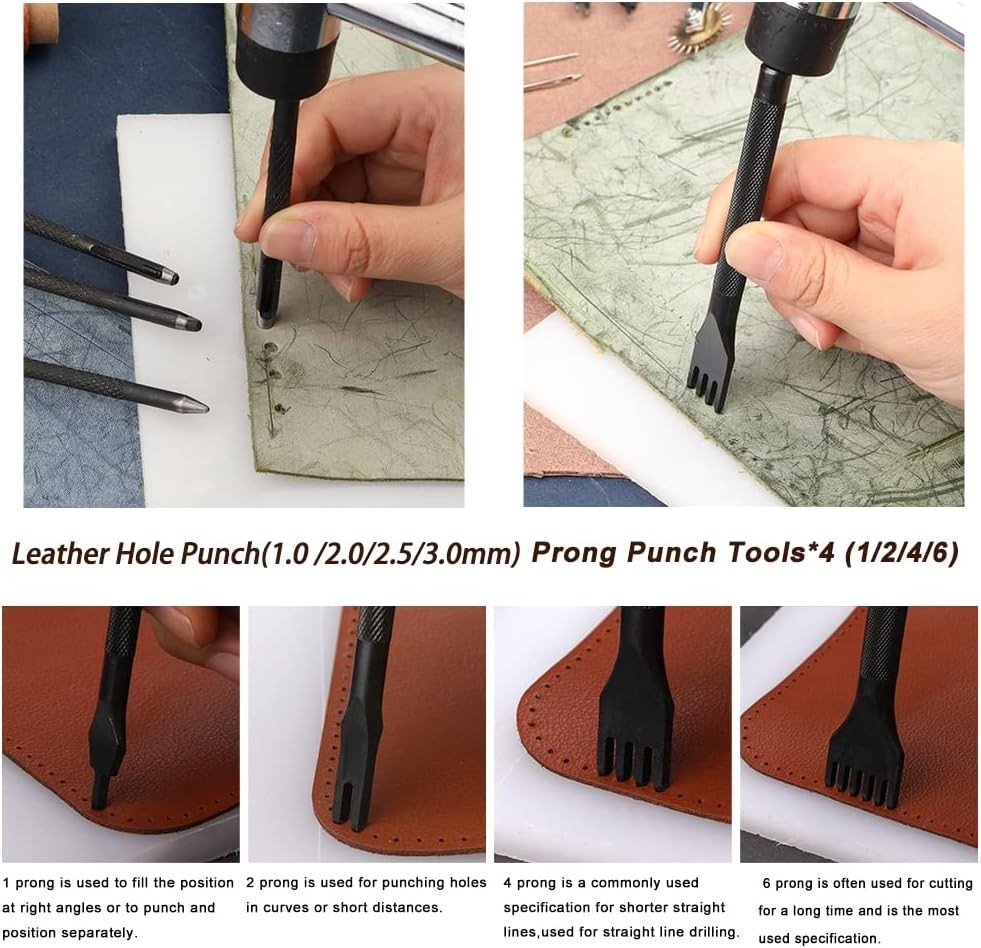 Practical Leather Tool Set for Crafting with Various Punch Sizes and Accessories